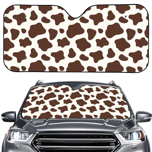 Brown And White Cow Print Car Windshield Sun Shade
