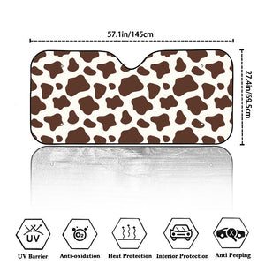 Brown And White Cow Print Car Windshield Sun Shade