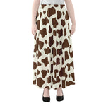 Brown And White Cow Print Chiffon Maxi Skirt