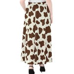 Brown And White Cow Print Chiffon Maxi Skirt