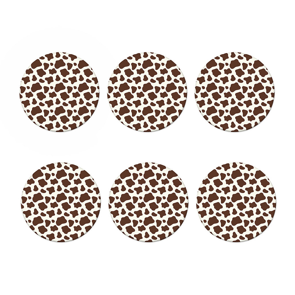 Brown And White Cow Print Coaster Set