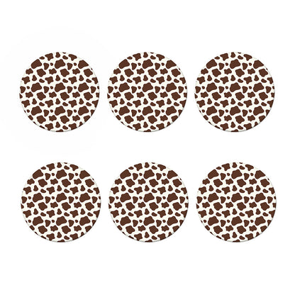 Brown And White Cow Print Coaster Set
