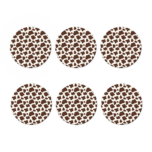 Brown And White Cow Print Coaster Set