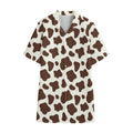 Brown And White Cow Print Cotton Hawaiian Shirt