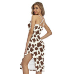 Brown And White Cow Print Cross Back Cami Dress