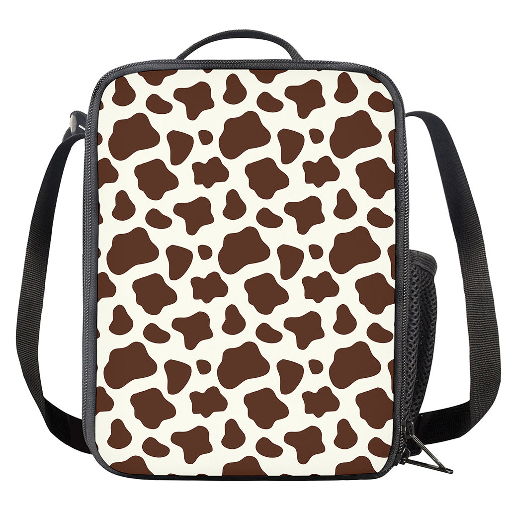 Brown And White Cow Print Crossbody Lunch Bag