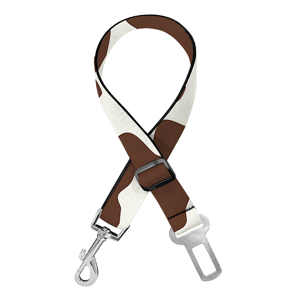 Brown And White Cow Print Dog Seat Belt