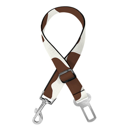 Brown And White Cow Print Dog Seat Belt