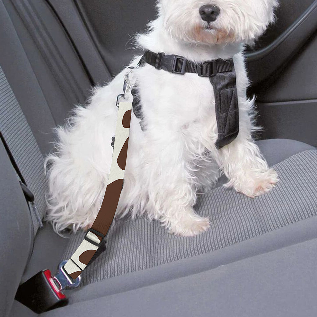 Brown And White Cow Print Dog Seat Belt