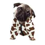 Brown And White Cow Print Dog Zip Up Hoodie