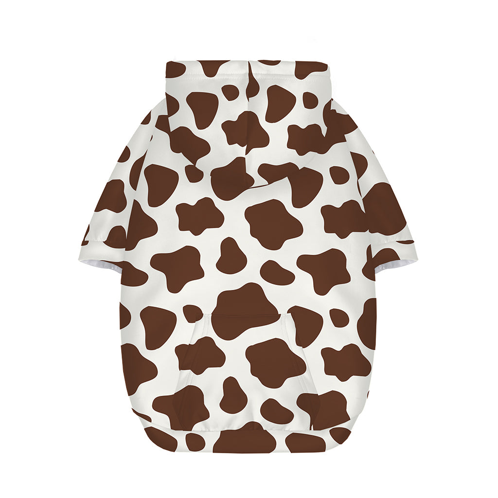 Brown And White Cow Print Dog Zip Up Hoodie