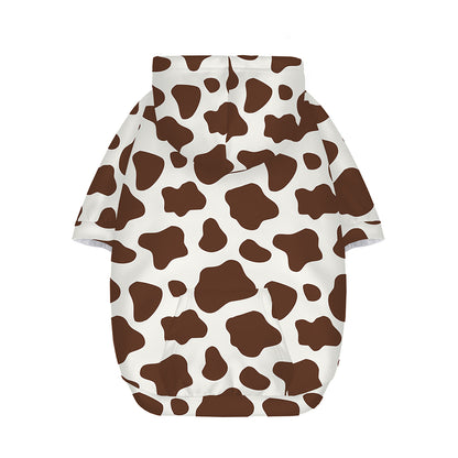 Brown And White Cow Print Dog Zip Up Hoodie