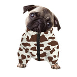 Brown And White Cow Print Dog Zip Up Jacket