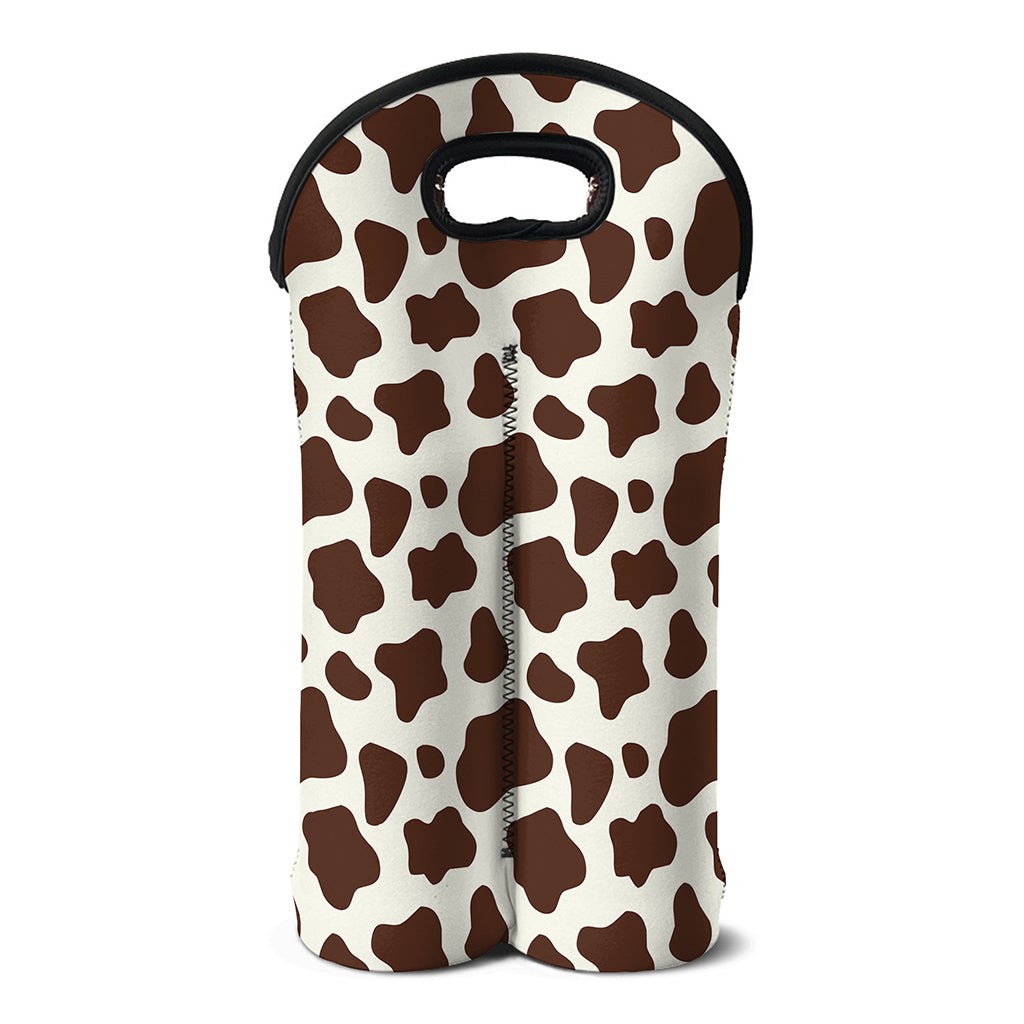 Brown And White Cow Print Double Neoprene Wine Tote