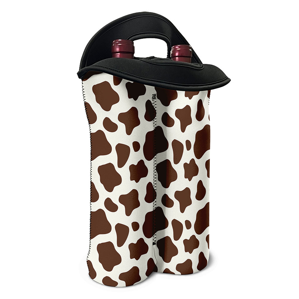 Brown And White Cow Print Double Neoprene Wine Tote
