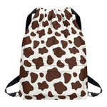 Brown And White Cow Print Drawstring Backpack