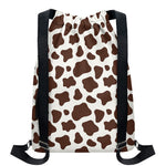 Brown And White Cow Print Drawstring Backpack