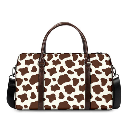 Brown And White Cow Print Duffle Bag