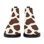 Brown And White Cow Print Flat Ankle Boots