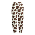 Brown And White Cow Print Fleece Lined Knit Pants