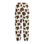 Brown And White Cow Print Fleece Lined Knit Pants
