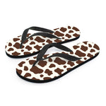 Brown And White Cow Print Flip Flops