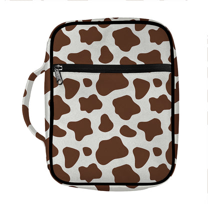 Brown And White Cow Print Front Pocket Bible Bag