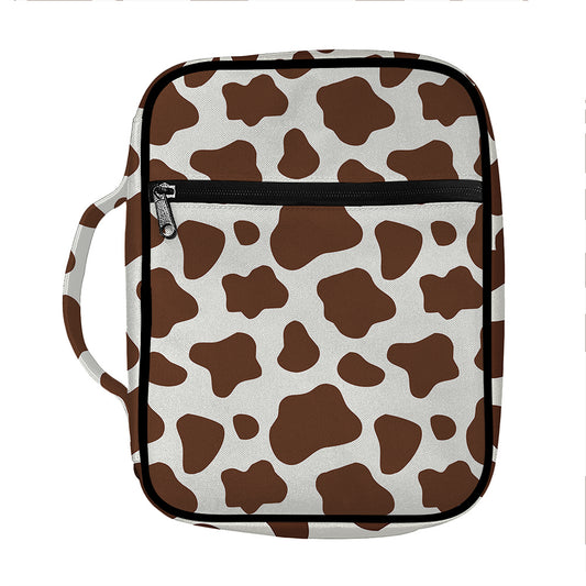 Brown And White Cow Print Front Pocket Bible Bag
