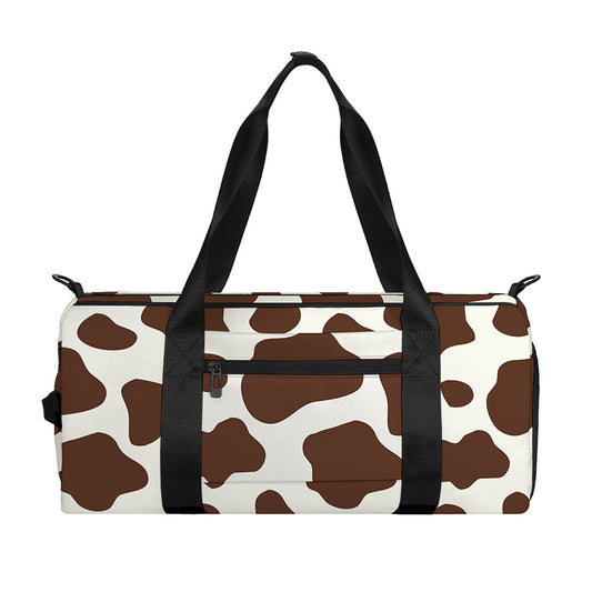 Brown And White Cow Print Gym Bag