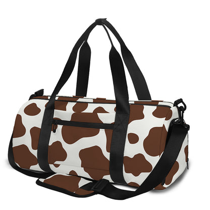 Brown And White Cow Print Gym Bag