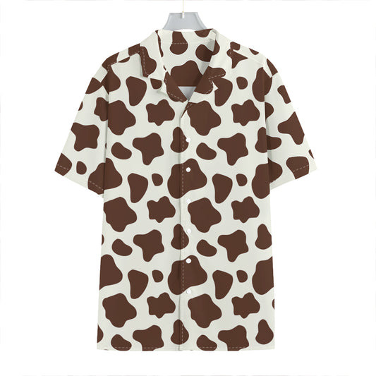 Brown And White Cow Print Hawaiian Shirt