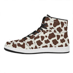 Brown And White Cow Print High Top Leather Sneakers
