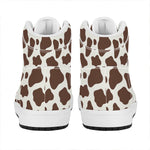 Brown And White Cow Print High Top Leather Sneakers