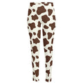 Brown And White Cow Print High-Waisted Pocket Leggings