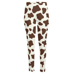 Brown And White Cow Print High-Waisted Pocket Leggings