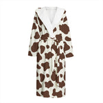 Brown And White Cow Print Hooded Bathrobe