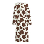 Brown And White Cow Print Hooded Bathrobe