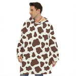 Brown And White Cow Print Hoodie Blanket