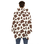 Brown And White Cow Print Hoodie Blanket