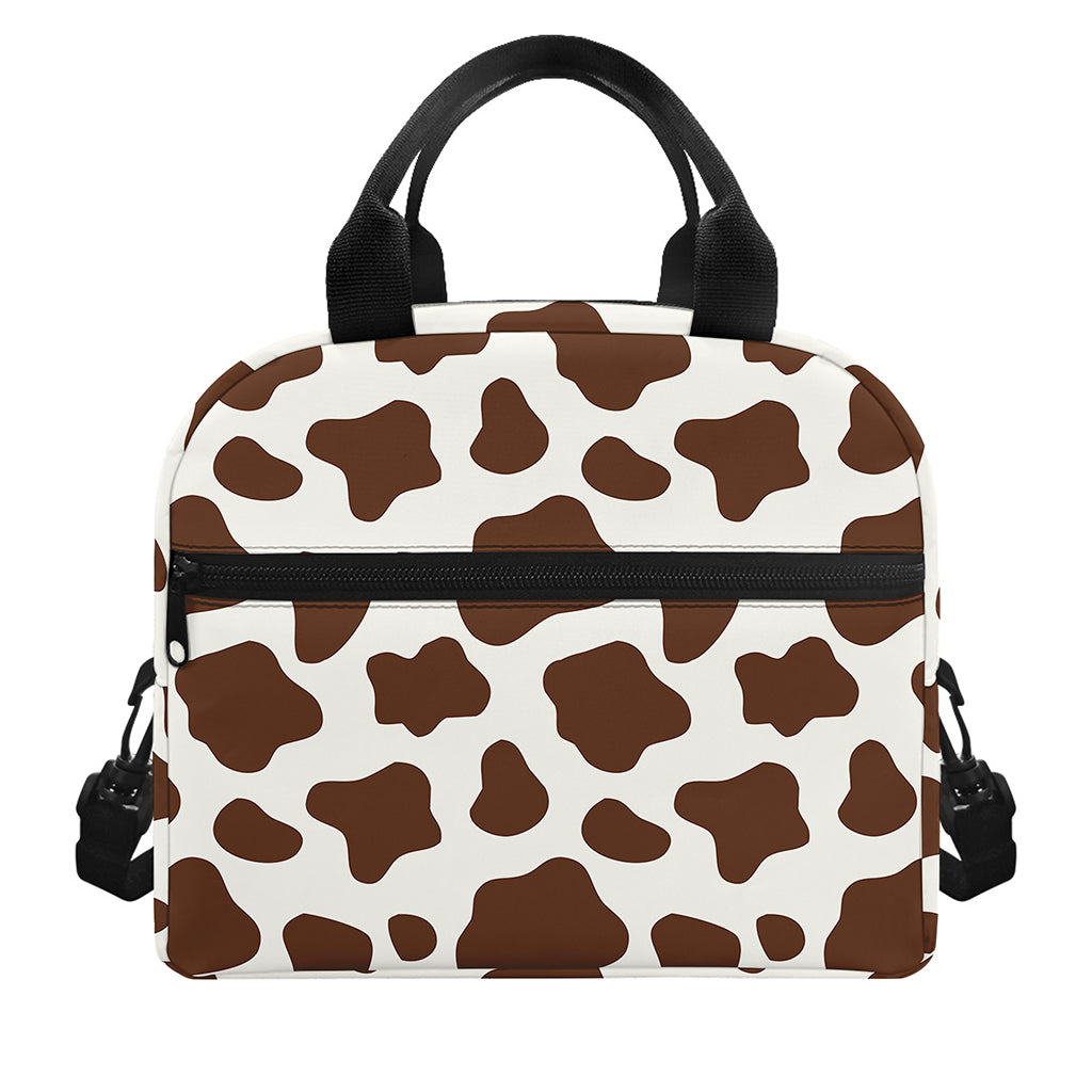Brown And White Cow Print Insulated Lunch Bag