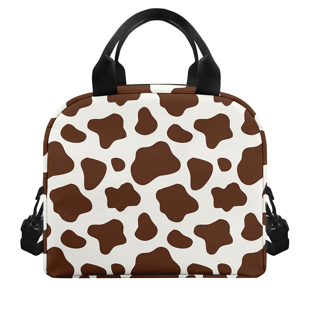Brown And White Cow Print Insulated Lunch Bag