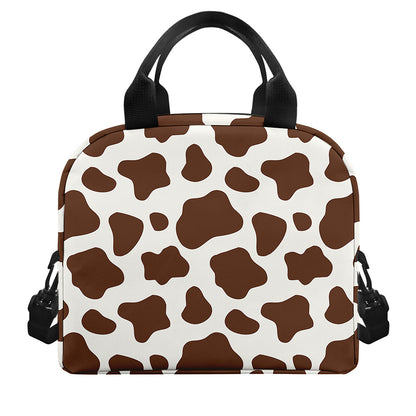 Brown And White Cow Print Insulated Lunch Bag