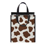 Brown And White Cow Print Insulated Lunch Tote
