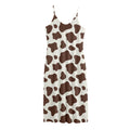 Brown And White Cow Print Jersey Midi Cami Dress