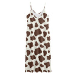 Brown And White Cow Print Jersey Midi Cami Dress
