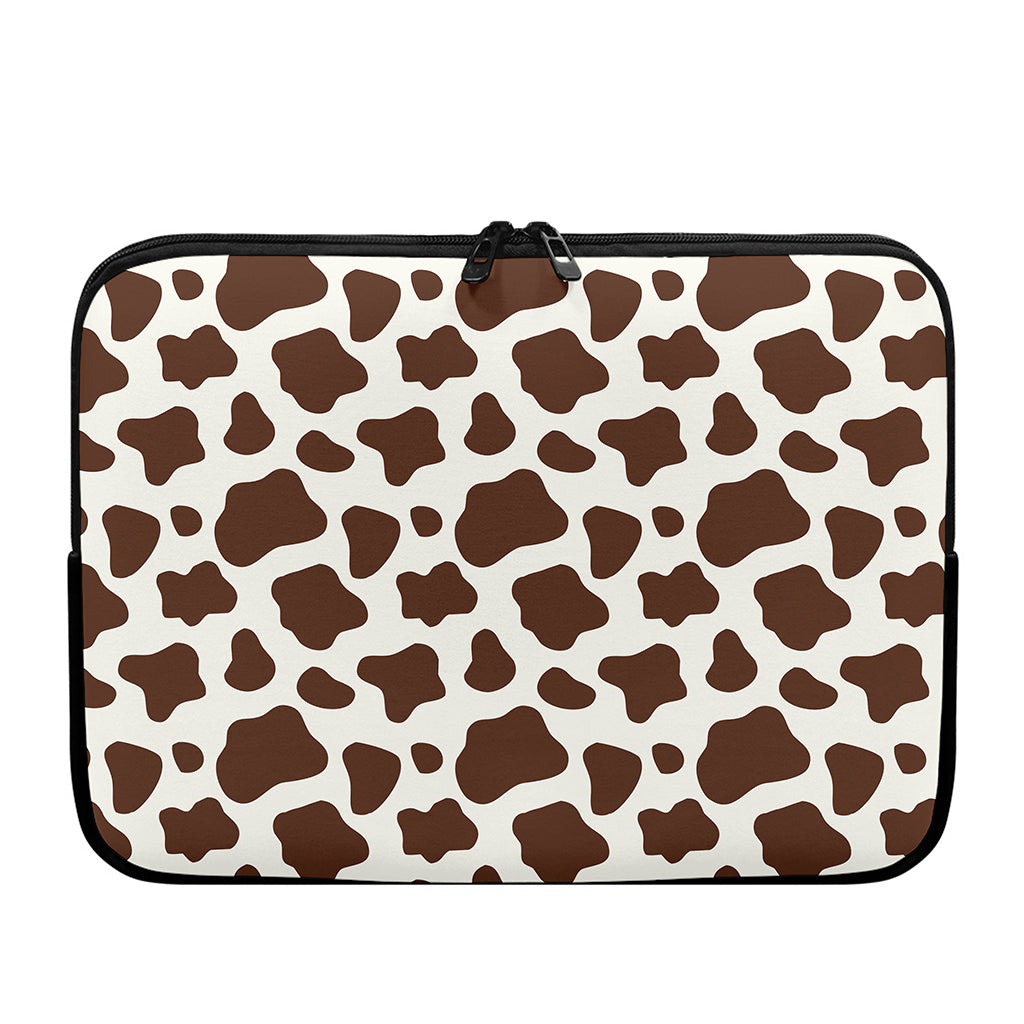 Brown And White Cow Print Laptop Sleeve
