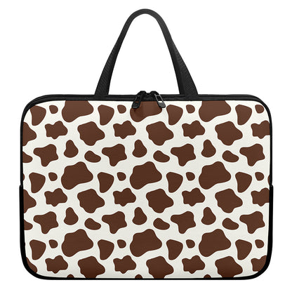 Brown And White Cow Print Laptop Sleeve With Handle