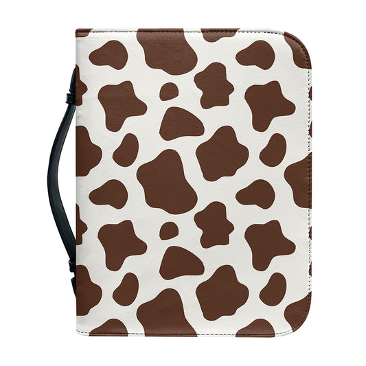 Brown And White Cow Print Leather Bible Cover