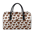 Brown And White Cow Print Leather Duffel Bag