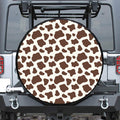 Brown And White Cow Print Leather Spare Tire Cover